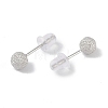 Anti-Tarnish Rhodium Plated 999 Sterling Silver Texture Round Stud Earrings for Women EJEW-S215-08P-3