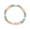 3Pcs Natural Mixed Gemstone and Shell Pearl Round Beads Stretch Bracelets for Women BJEW-JB12229-3