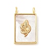 Brass Pave Natural White Shell Pendants KK-S522-02A-G-1