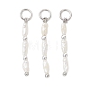 Natural Baroque Keshi Pearl & Electroplate Synthetic Non-magnetic Hematite Beaded Pendants PALLOY-JF05012-02-1