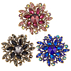 3Pcs 3 Colors Rhinestone Flower Brooch Pin JEWB-FI0001-01-1