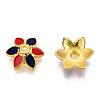 6-Petal Alloy Enamel Bead Caps X1-ENAM-TAC0023-09-1