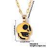 Stylish Halloween Skull Stainless Steel Black Enamel Pendant Dapped Chain Necklaces IJ5988-3