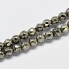 Natural Pyrite Round Beads Strands G-F197-09-4mm-1