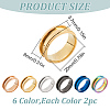 12Pcs 6 Colors 201 Stainless Steel Grooved Finger Ring Settings STAS-FH0002-05-2