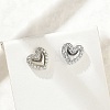 Brass Micro Pave Clear Cubic Zirconia Stud Earrings EJEW-R016-26P-05-3