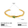304 Stainless Steel Micro Pave Green Cubic Zirconia Cuff Bangles for Women WG3B407-04-1