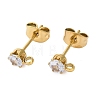 Ion Plating(IP) 304 Stainless Steel Cubic Zirconia Stud Earring Findings STAS-P373-04A-G01-1