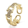 Rack Plating Brass Micro Pave Clear Cubic Zirconia Cuff Finger Rings for Women RJEW-M028-44G-2