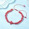 Adjustable Natural Freshwater Shell & Dyed Synthetic Turquoise Beads Braided Bead Bracelets for Women BJEW-JB13105-05-1