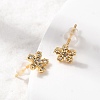 Flower Brass Micro Pave Clear Cubic Zirconia Stud Earrings EJEW-P331-12G-3