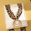 Cloth Leopard Print Scarf Necklaces with Alloy Pendant FS-WG91A7A-01-1