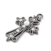 Cross Theme Brass Micro Pave Clear Cubic Zirconia Pendants ZIRC-I067-04B-01-2