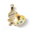 Real 18K Gold Plated Rack Plating Brass Micro Pave Clear Cubic Zirconia Pendants KK-C015-21G-09-1