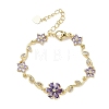 Brass Micro Pave Cubic Zirconia Link Chain Bracelets for Women BJEW-C156-04D-01G-4