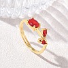Flower Brass Glass Adjustable Finger Rings GL-CBA18A7-01G-05-1