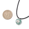 Opalite & Natural Green Aventurine & Tiger Eye & Blue Spot Jasper & Rose Quartz Copper Wire Wrapped Faceted Heart Pendant Black PU Leather Cord Necklaces NJEW-JN05837-3