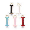 Rack Plating Alloy Enamel Pendants ENAM-T024-53I-G-1