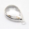 Silver Color Plated Brass Glass Teardrop Pendants GLAA-J017C-S-4