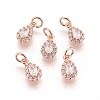 Brass Cubic Zirconia Charms KK-E772-14B-RG-2