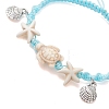 Adjustable Synthetic Turquoise & Natural Mixed Cowrie Shell & Alloy Charm Bracelets for Women BJEW-JB13548-2