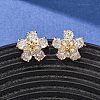 Brass Cubic Zirconia Stud Earrings for Women EJEW-F418-11G-1