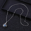 Brass Hollow Round Bead Cage Blue Chime Ball Pendant Necklaces for Women FD1250-2