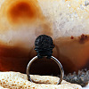 Iron Wire Wrapped Natural Lava Rock Round Beaded Cuff Rings WGDBE9A-02-1