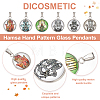 24Pcs 6 Color Hamsa Hand Pattern Glass Pendants GLAA-DC0001-01-4