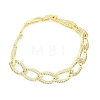 Brass Micro Pave Clear Cubic Zirconia Curb Chain Bracelets for Women BJEW-A034-04A-G-4