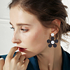 2 Pairs 2 Colors Acrylic Flower Asymmetrical Earrings EJEW-FI0001-09-6