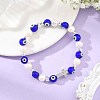Evil Eye Lampwork and Natural Cultured Freshwater Pearl Beaded Stretch Bracelets BJEW-JB14283-02-1