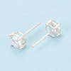 925 Sterling Silver & Clear Cubic Zirconia Stud Earrings STER-T008-70S-02-3