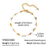 304 Stainless Steel & Natural Gemstone Faceted Rondelle Beads Link Chain Bracelets for Women TY8099-3-2