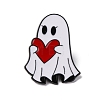 Halloween Ghost Holds Heart Zinc Alloy Enamel Pin Brooches JEWB-Q044-02B-1