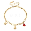 Ocean 304 Stainless Steel Pave Red Cubic Zirconia Charm Anklets for Women SA-CBA3D94-04C-G-4