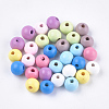 Dyed Natural Beech Wood Beads WOOD-T015-42-1