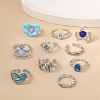 10Pcs Alloy Rhinestone Cuff Rings PW-WG9C575-01-3