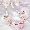 Ocean Brass Enamel Starfish Shell Shape Pendant Round ABS Imitation Pearl Beaded Necklaces KK-CBA4547-04C-G-2