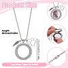 3Pcs Alloy Crystal Rhinestone Wing Paw Print and Glass Magnetic Flat Round Locket Pendant Ball Chain Necklaces for Women NJEW-DR00042-2
