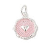 925 Sterling Silver Enamel Flat Round with Heart Charms with Jump Rings and 925 Stamp STER-D288-04S-03-1