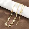 Brass Pave Cubic Zirconia Flower Link Chain Necklaces KK-CBA4547-18G-10-2