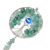 Tree of Life Alloy Natural Green Aventurine & Synthetic Moonstone Keychain KEYC-JKC00987-02-4