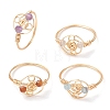 Natural Apatite & Garnet & Amethyst & Citrine Finger Rings RJEW-JR00801-2