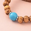 Round Wood Bead Stretch Bracelets BJEW-JB02139-3