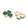 Rack Plating Alloy Green Enamel Shamrock Connector Charms ENAM-N056-354G-2