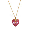 304 Stainless Steel Enamel Printed Mom Heart Locket Pendant Necklaces for Mother's Day Gift WG641EA-01-1