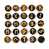 Brass Elder Futhark Alphabet Engraved Symbol Flat Round Natural Tiger Eye Rune Stones G-I373-01L-1