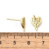 Heart Brass Micro Pave Cubic Zirconia Ear Studs EJEW-D304-35P-3