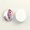 Feather Pattern Glass Flatback Oval Cabochons for DIY Projects X-GGLA-R022-25x18-24-2